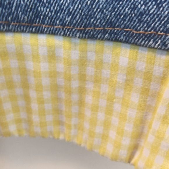 Bill Blass stretch capri with yellow gingham cuffs - Picture 5 of 9